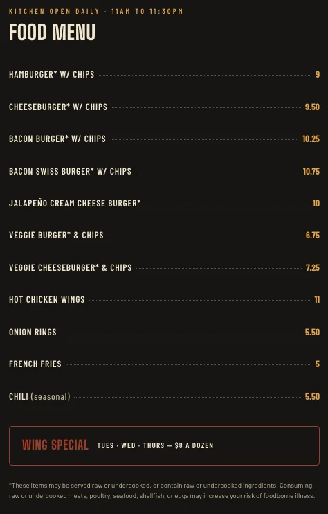 Food menu